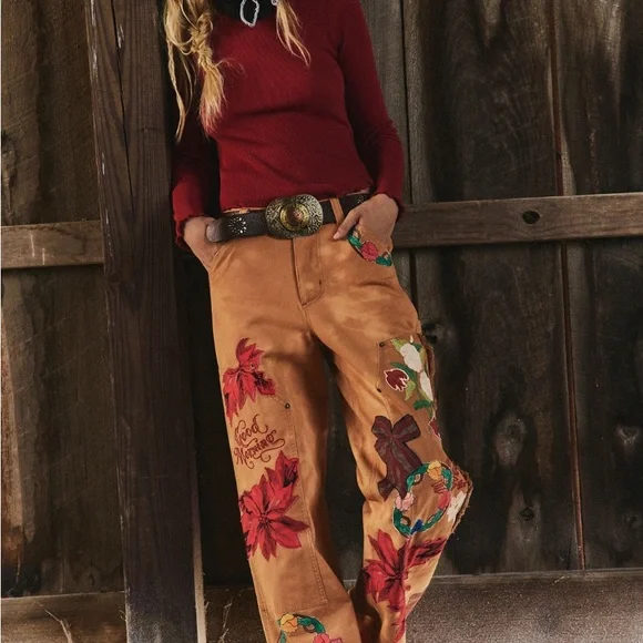 Free People We the Free Bright Time Craft Embroidered Pants MSRP $298 - Picture 10 of 16